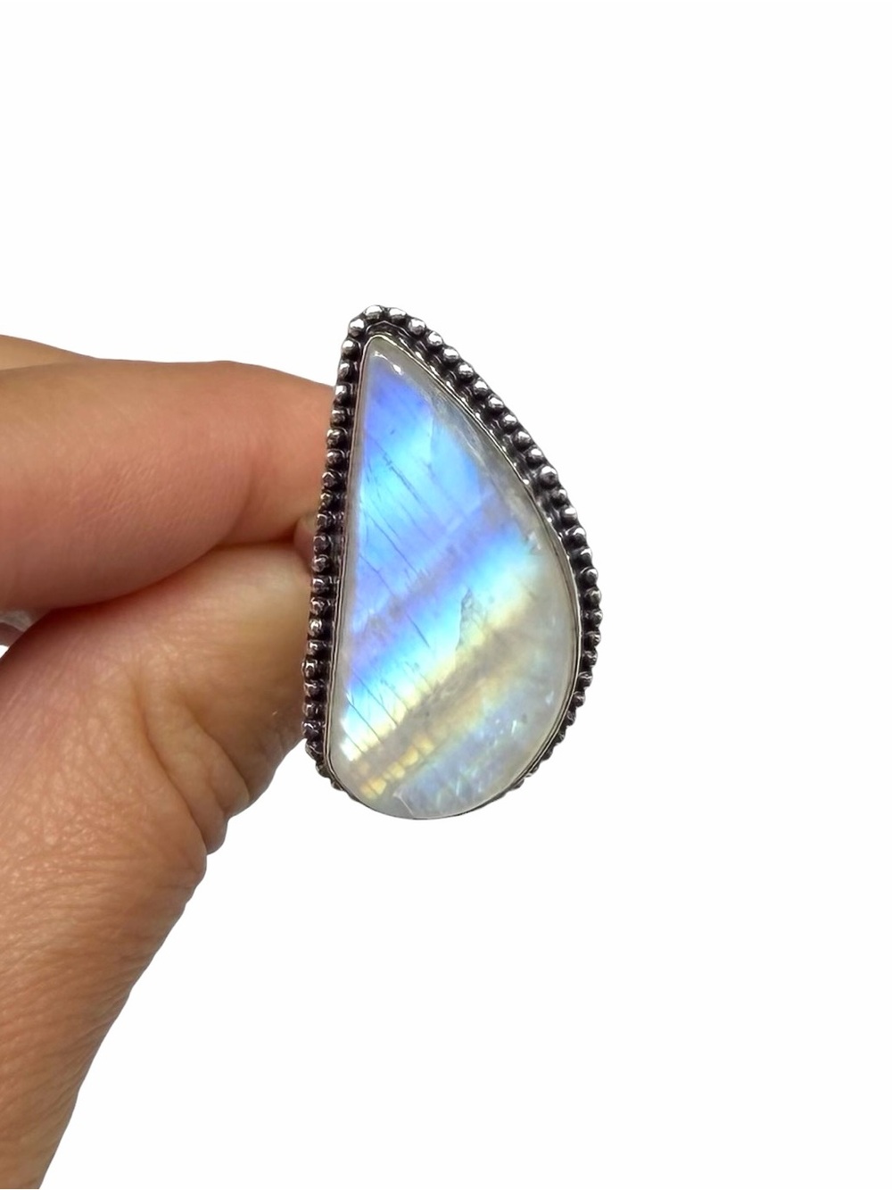 Rainbow Moonstone Ring Size 7 925 Sterling Silver Overlay